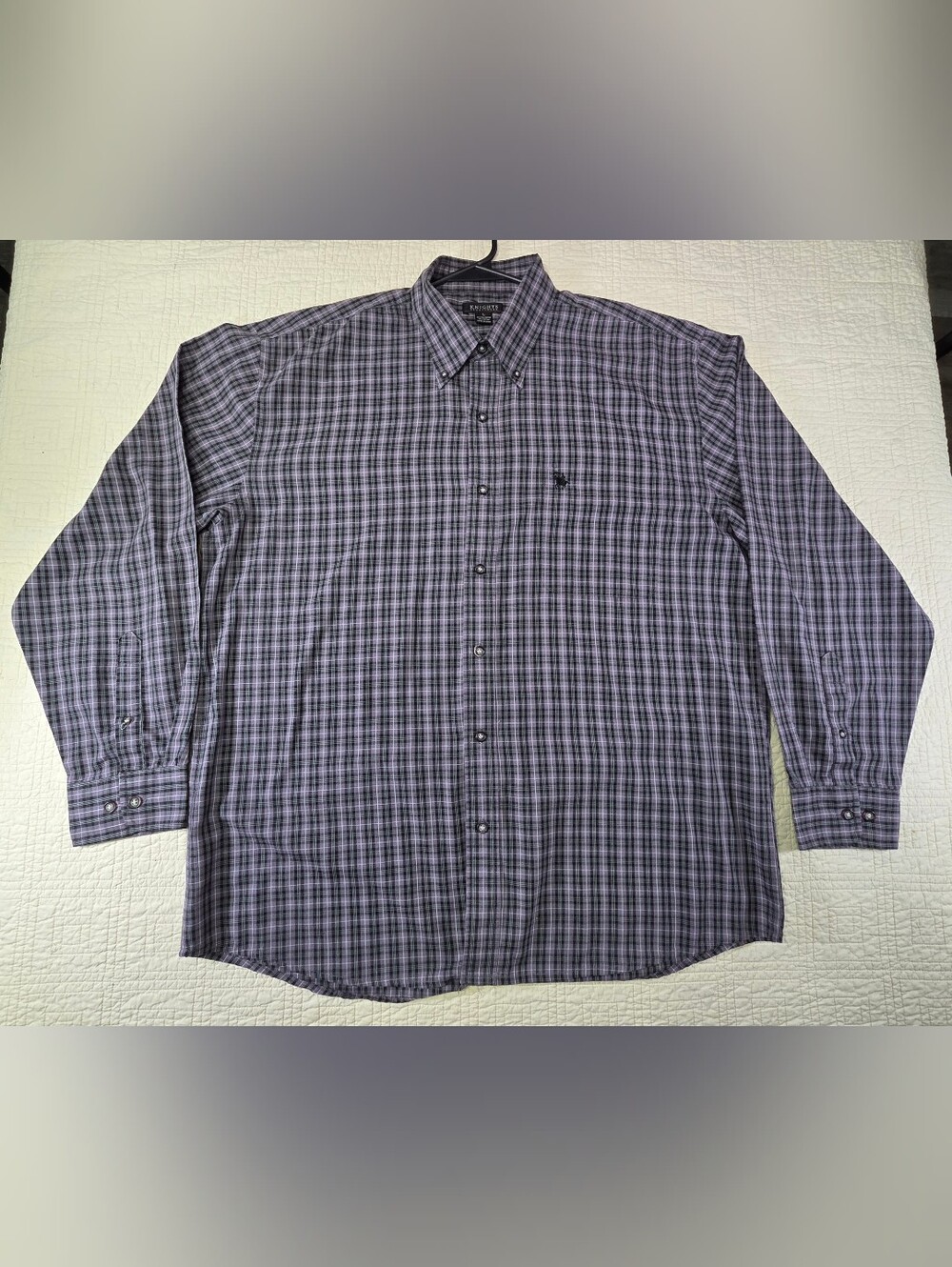 Knights Sportswear Men's L Long Sleeve Button Down Shirt Purple Plaid Casual